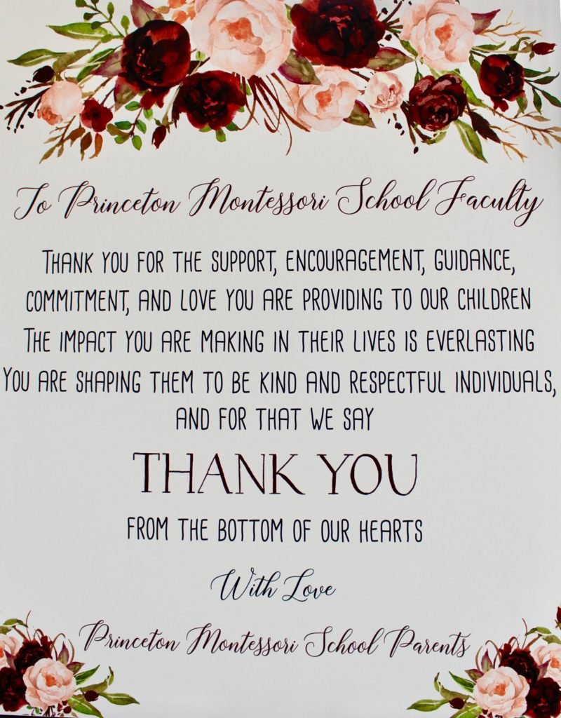 Thank You Parents Princeton Montessori School